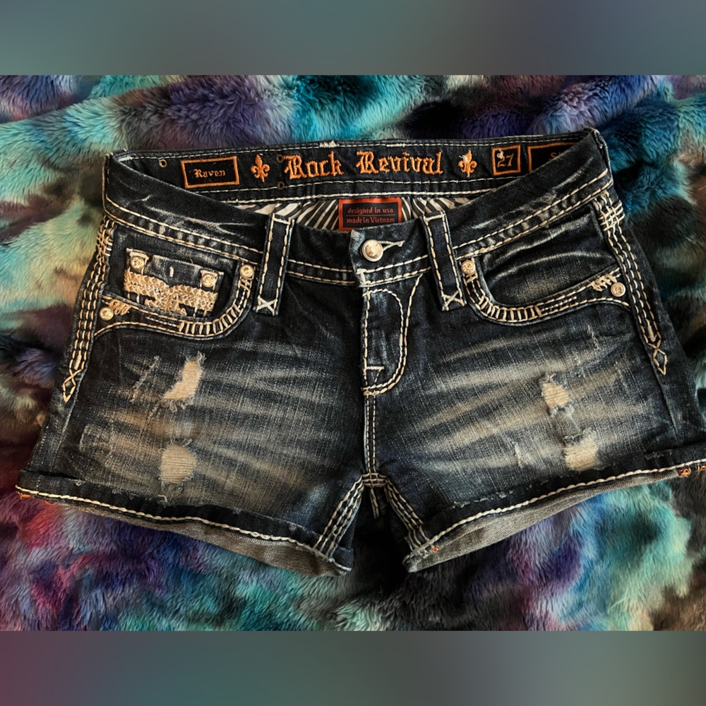 Rock Revival Dark Blue Denim Shorts